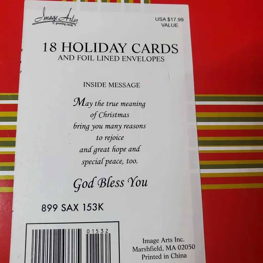 Image Arts Christmas Greeting Cards Pack 18 Count Holiday Xmas Boxed Envelopes